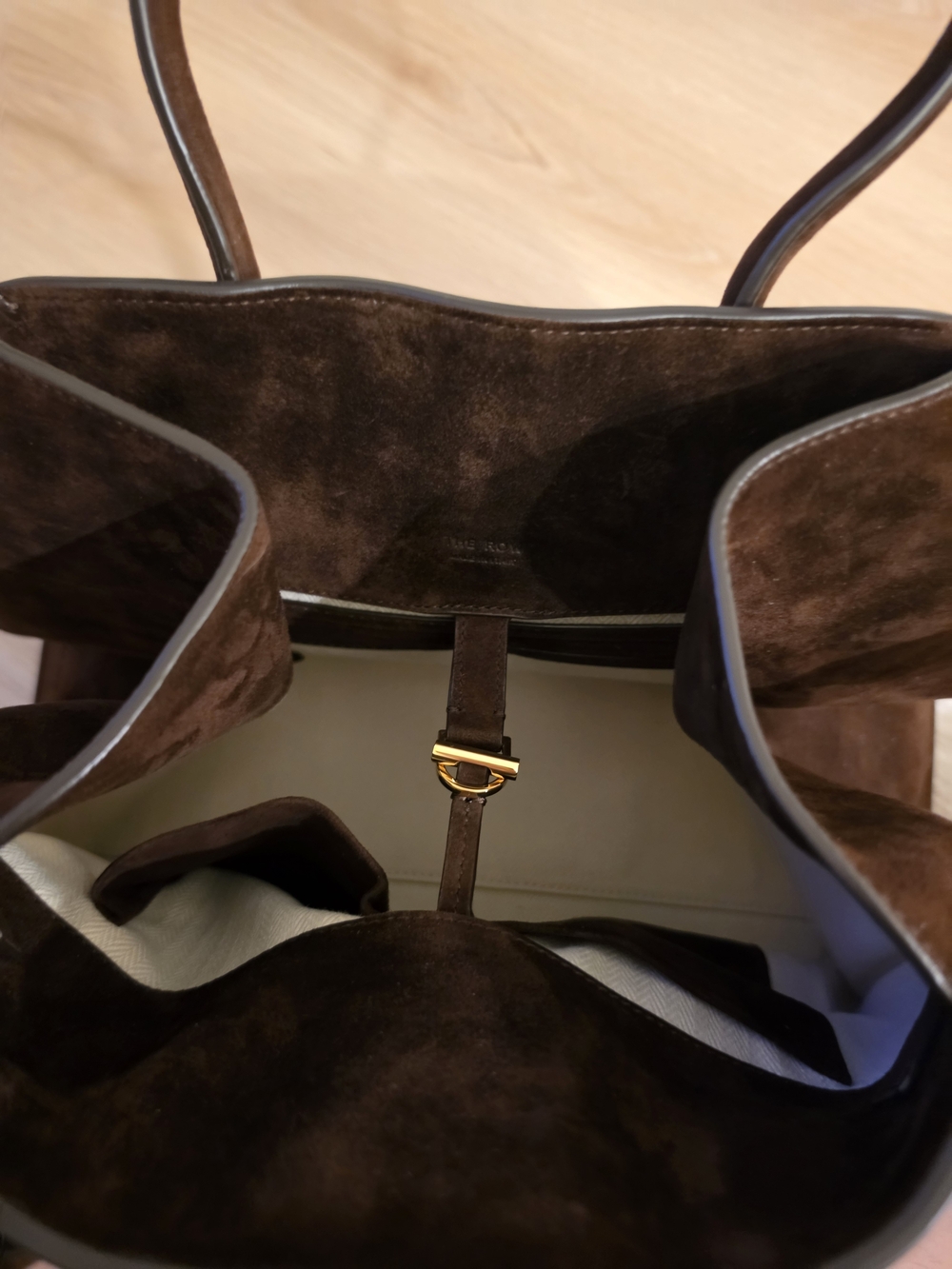 The ROW LIKE Classic Dark Brown Suede Tote Bag - Women's Handbag - Picture 3 of 4